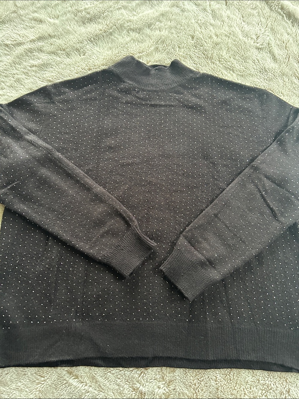 Ann Taylor Black Women's Turtleneck Sweater with Studded Dot Detail